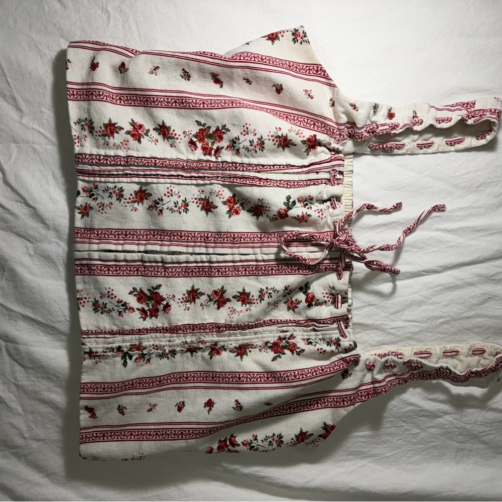 Joie Red and White Smocked Top